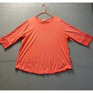 CJ Banks  3/4 Sleeve Womens 2X Coral Tunic Mesh Top Plus Size Casual Stretch